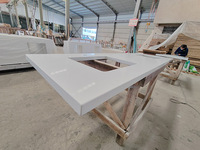 Panneau de quartz de quartz blanc pur artificiel, comptoir de cuisine, évier, comptoir à vendre