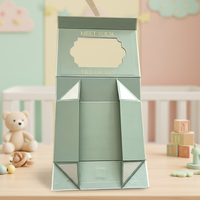 Boîtes cadeaux pliantes en forme de livre pour bébé, biodégradables, imperméables, personnalisées en gros, avec fenêtre et fermeture magnétique, finition brillante
