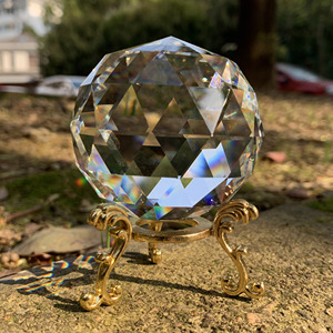 60mm K9 cristal <span class=keywords><strong>boule</strong></span> à facettes Suncatcher avec support artisanat de luxe poli sculpté pour la décoration intérieure cadeau Souvenir imprimé au <span class=keywords><strong>Laser</strong></span> - Product Image 5