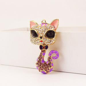 Moda nueva pareja llavero accesorios Animal zorro llavero civeta <span class=keywords><strong>gato</strong></span> llavero con diamantes de imitación cristal llavero baratija - Product Image 3