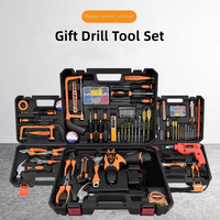 Ensemble d'outils de quincaillerie, boîte à outils d'entretien pour électriciens, kit combiné multifonctionnel avec perceuse électrique pour cadeau d'entreprise