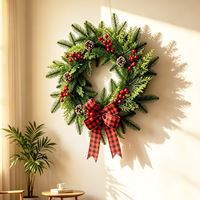 Guirlande de verdure artificielle en PVC semi-artisanale San Chuan 40 cm, style moderne et minimaliste, pour Noël, à suspendre à la porte ou à la fenêtre, cadeau d'entreprise