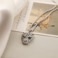 Bijoux fantaisie collier femme plaqué or 18 carats animal tête de léopard collier zircon haute qualité hip hop tendance bijoux personnalisés
