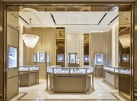 Vitrines de présentation de bijoux MEISHI, modernes, luxueuses, LED, écologiques, durables, incurvées, en verre, pour bijouterie, solides