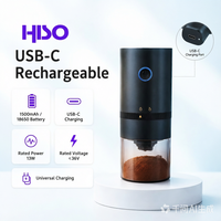 Moulin à café électrique à écran tactile intelligent, moulin à grains de café rechargeable avec réglage de la grosseur, charge USB Type-C