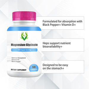 Cápsulas de Glicinato de Magnesio de 420 mg Fáciles de Absorber con Vitamina D3 para la Salud Muscular y el Apoyo Digestivo, Suplemento de Magnesio - Product Image 3