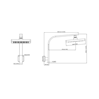 Filigrane accessoires de salle de bain bras de douche mural en acier inoxydable noir pomme de douche carrée à pluie de 8 pouces