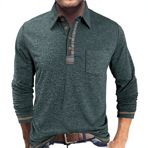 Camisa de Hombre Americana con Cuello Abotonado, de Algodón y Rayón, Tejido de Punto, Manga Larga, Estampada, Anti-Pilling, Transpirable, de Alta Elasticidad y Absorción de Humedad - Product Image 3