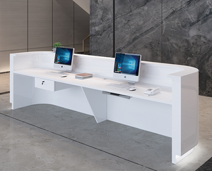 Стойка ресепшн для офиса, школы, отеля, спортзала, современная, модная, из массива дерева, белая, от производителя из Китая, по индивидуальному заказу, по оптовой цене - Product Image 2