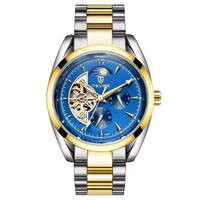 Montre mécanique automatique pour homme TEVISE T795A, phase de lune, cadran squelette, bracelet en acier inoxydable, lumineuse, étanche, montre de business