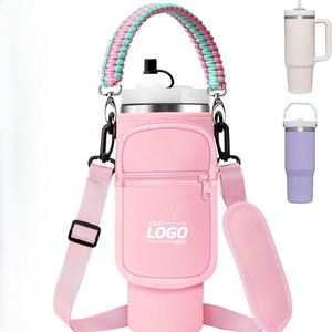 Custom Neoprene <b>Water</b> <b>Bottle</b> Carrier Bag for 40 oz Tumblers with Phone Pocket & Adjustable <b>Strap</b> - Product Image 1