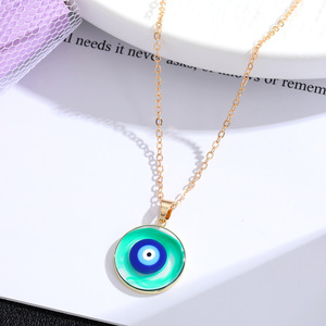 Commercio all'ingrosso semplice rotondo colorato <span class=keywords><strong>Evil</strong></span> Eyes collana Vintage gocciolante olio blu occhio turco ciondolo per donne e uomini - Product Image 5