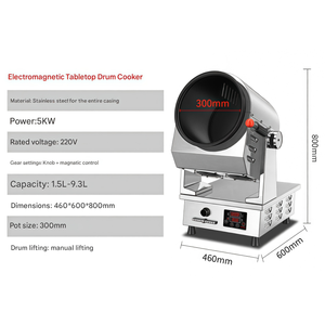 Máquina <span class=keywords><strong>de</strong></span> Cocinar <span class=keywords><strong>de</strong></span> Alta Eficiencia con Wok Giratorio Motorizado, Ajustable a <span class=keywords><strong>Gas</strong></span>/Eléctrico, Doble Uso <span class=keywords><strong>para</strong></span> Cocina Doméstica y Comercial - Product Image 2