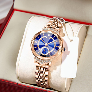 Nouvelle montre à aiguille des secondes indépendante, avec couronne incrustée, élégante ; Montre haut de gamme pour femme, style sophistiqué - Product Image 6