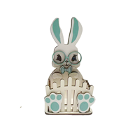 Porte-panier de Pâques moderne en bois imprimé UV, motif lapin mignon, décoration artisanale pour bonbons et œufs de mariage