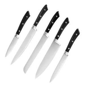 Острый набор из пяти предметов 3Cr13 из нержавеющей стали с ручкой из ABS, нож с заклепками, упакованный удобно для домашнего использования