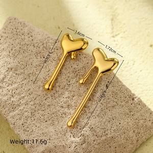 Boucles d'oreilles en or à coeur Unique à la mode pour les femmes à la mode Vintage bijoux en acier inoxydable boucles d'oreilles pour les fêtes - Product Image 6