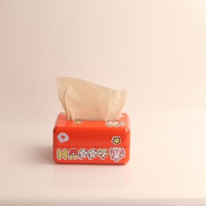Linda caja de pañuelos de plástico para escritorio, naranja, roja, blanca, rosa, con diseño de dibujos animados, para sala de estar, baño, coche - Product Image 2
