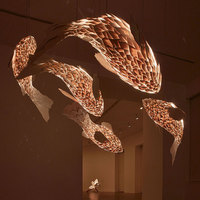 Lampe LED en bois pour décoration intérieure, luminaire décoratif d'intérieur, idéal pour un grand hôtel, un hall, des escaliers, des poissons