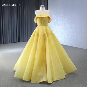 Новое дизайнерское желтое бальное платье Jancember, кружевное Модное Элегантное длинное вечернее платье большого размера