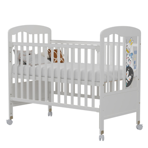 Modern Wooden Baby <strong>Cot</strong> Bed with <strong>Cot</strong> Top Changer 2-in-1 Crib &amp; Toddler Bed for Bedroom or Hotel Use <strong>Oak</strong> &amp; White - Product Image 2