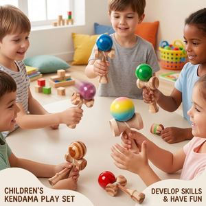 Juego de Kendama de Madera Premium, Colección con Asas de Bambú Laminado Pintadas con Degradado, Juguete de Habilidad con Bola para Niños y Adultos - Product Image 2