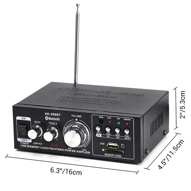 Hot AK-698BT Metal Wireless 220V Stereo Bass Power Home Amplifier High End Hifi Audio Home Amplifier for Karaoke