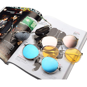 Maidis <b>Round</b> Blue <b>Mirror</b> Sunglasses Metal <b>Frame</b> Unisex UV400 Anti Glare Oval Design - Product Image 5