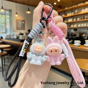 热卖植绒坐式娃娃钥匙扣可爱情侣手机链小挂件背包外贸毛绒装饰 - Product Image 3