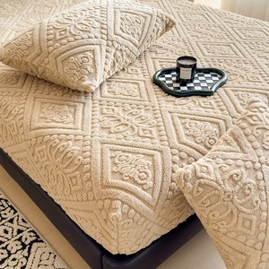 Drap-housse et <span class=keywords><strong>taie</strong></span> d'<span class=keywords><strong>oreiller</strong></span> en polyester molleton de <span class=keywords><strong>flanelle</strong></span> motif damassé lavable en machine pour usage domestique - Product Image 3