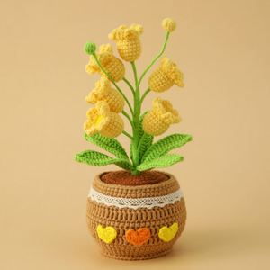 กระถางดอกลิลลี่วัลเลย์ถักโครเชต์ทำมือสำหรับตกแต่งบ้าน - Product Image 3