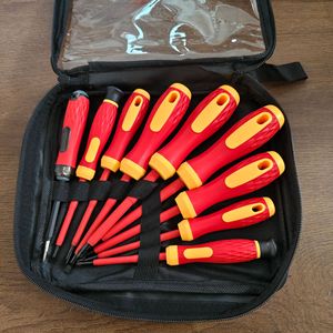 Insulated <b>Screwdriver</b> Set 9 Piece Cross Phillips Magnetic Handle Anti Slip Textured For Electrical Repair DIY Tools - Product Image 3