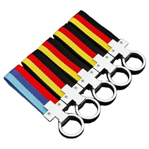 custom promotional gift Tri-color nylon woven belt car keychain ring chain pendant key chain