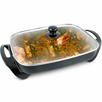 Poêle à steak électrique carrée en aluminium de 1500 watts pour la maison, avec thermostat, antiadhésive, 40 cm, certifiée CE