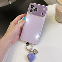 Casing HP Kaca Temper Warna Permen Gaya Ins Desain Terbaru 2026 untuk iPhone 14 15 16 17 18 Pro Max dengan Liontin Hati