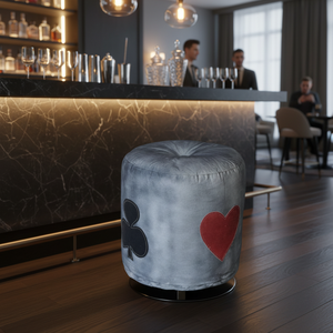 Modern Round Shape Fabric Tufted Foot Bar <b>Stools</b> Ottoman for Hotel Dining Hospital Basement Commercial Use <b>with</b> Metal Frame - Product Image 3