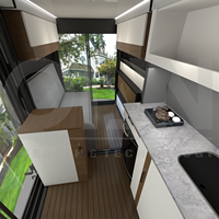 Kit de conversion de fourgon tout-en-un : unité de cuisine extensible et module de canapé-lit pliable pour camping-car instantané
