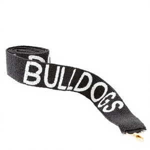 BULLDOGS Sangle en sangle tissée vintage avec crochet perlé, noir et blanc, texte en relief, accessoire de sac à main tendance et à la mode - Product Image 1