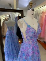 Nouvelle Robe de Bal Moderne 2026 pour Adolescentes, Élégante, Fleurie, Violette, à Bretelles Fines, Faite Main, avec Volants Naturels