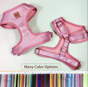 사용자 정의 럭셔리 브랜드 로고 애완 동물 액세서리 핑크 반짝 반짝이 전신 개 하네스 세트 패션 스타일 맞춤 목걸이 - Product Image 3