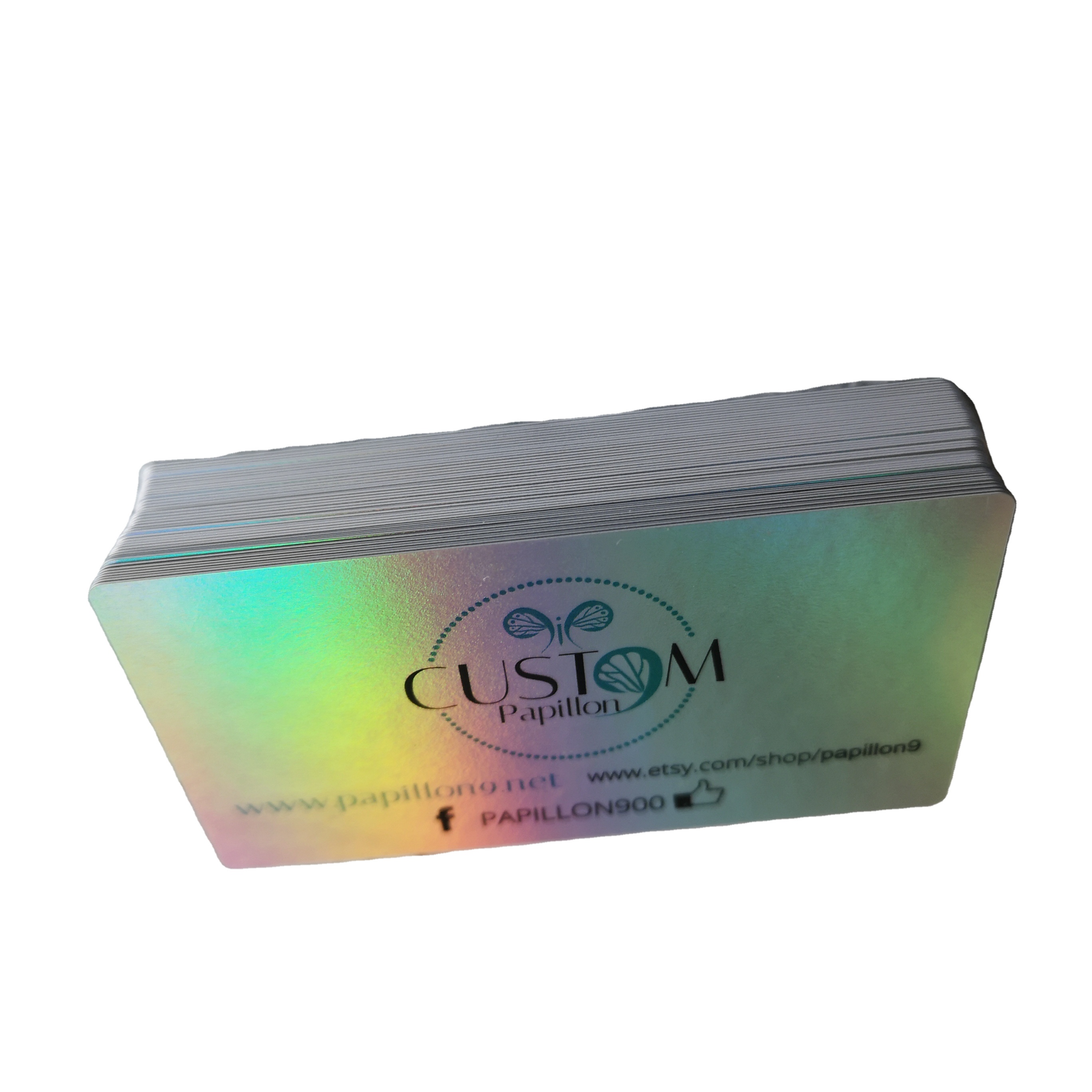 Shining Holographic Plastic PVC Business Card Printing Custom Samples Available CMYK Offset Printing