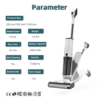 CE CB 180 ° Aspirateur sans fil portatif 3-en-1 à design plat, autonettoyant, pour usage domestique et hôtelier, avec filtre HEPA, pour aspiration humide et sèche