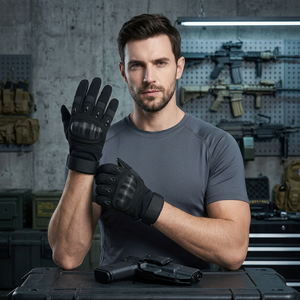 Gants tactiques d'extérieur à doigts entiers avec sangle de poignet réglable, antidérapants, respirants, imperméables, en polyester, protection sportive unisexe - Product Image 6