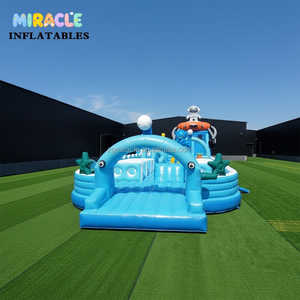 Château gonflable géant, toboggan gonflable mobile en PVC de 0,55 mm, parc d'attractions gonflable pour fête en plein air - Product Image 2