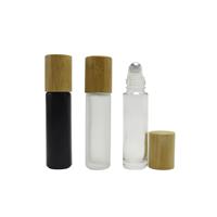 10 ml 5ml Bouteilles Noir Mat Parfum Huile Essentielle clair 10 ml Rouleau De Bambou Sur Bouteille En Verre avec Couvercle À Boule En Métal pour Huiles