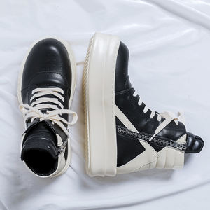 Nuove scarpe <span class=keywords><strong>alte</strong></span> da <span class=keywords><strong>uomo</strong></span> di grandi dimensioni 48 <span class=keywords><strong>nere</strong></span> bianche rovesciate a triangolo stringate alla moda stile da passeggio Sneaker da <span class=keywords><strong>uomo</strong></span> - Product Image 6