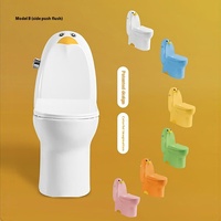 Siège de toilette mural moderne monobloc à double chasse pour enfants, design en céramique coloré, écoulement en S, cuvette allongée