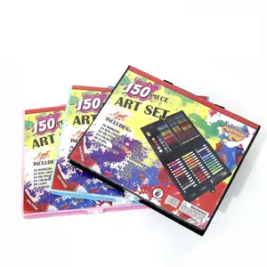 Conjunto de pintura para crianças, conjunto de marcadores aquarela coloridos, lápis, suprimentos de papelaria, arte, 150 peças