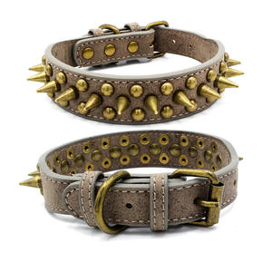 Nouveau design Durable Style Punk Anti-morsure Bronze Spike Rivet collier pour animaux de compagnie collier de chien Laisses et colliers pour animaux de compagnie - Product Image 3