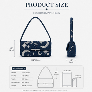 Custom Women’s Moon Star Print Denim Crossbody Bag Casual Shoulder Bag Flap <b>Handbag</b> for Daily Travel - Product Image 6